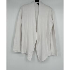 Eileen Fisher Organic Linen White Open Cardigan Sweater